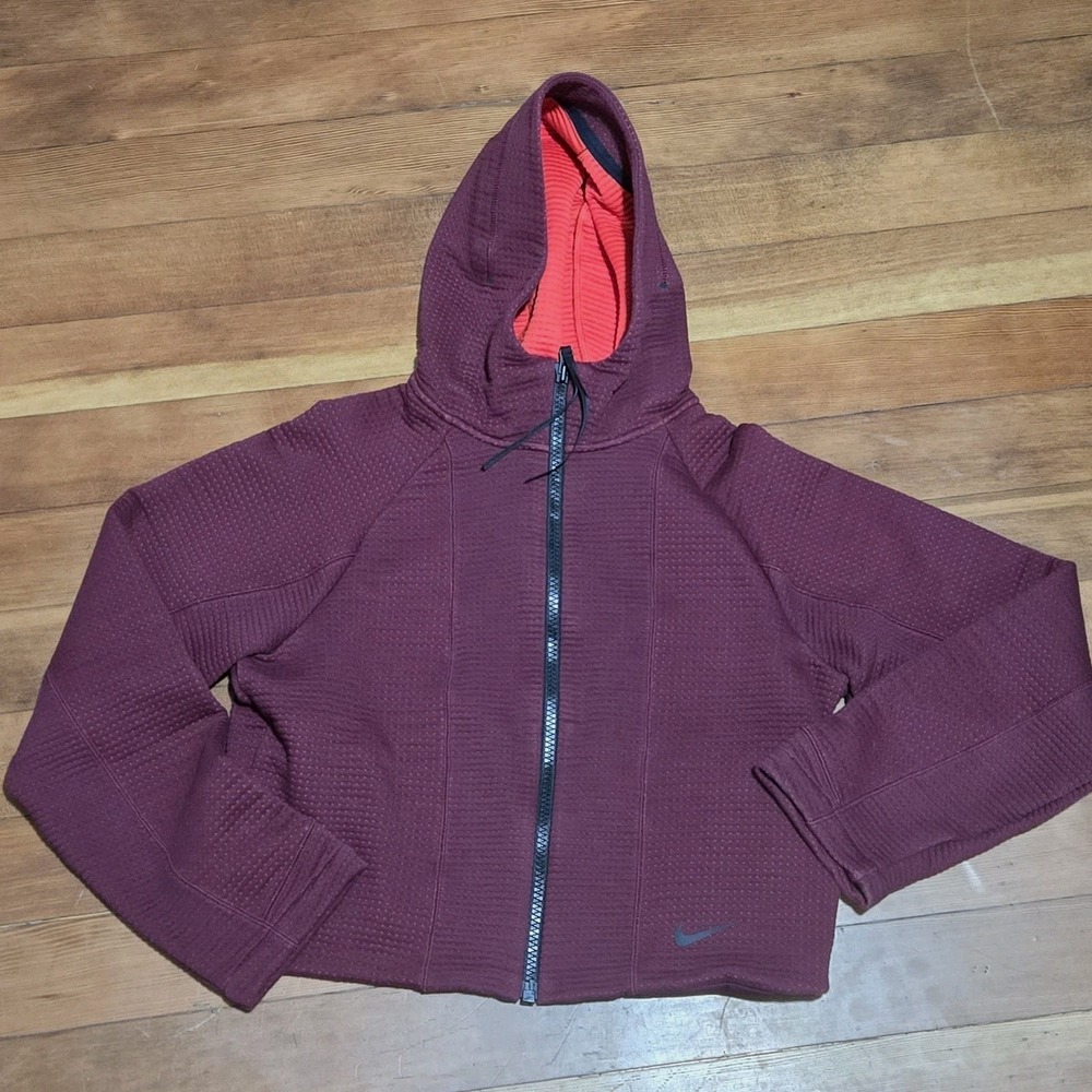 Nike Tech Fleece Full Zip Hoodie Womens Size S Burgundy Engineered Zip Jacket - Picture 12 of 12